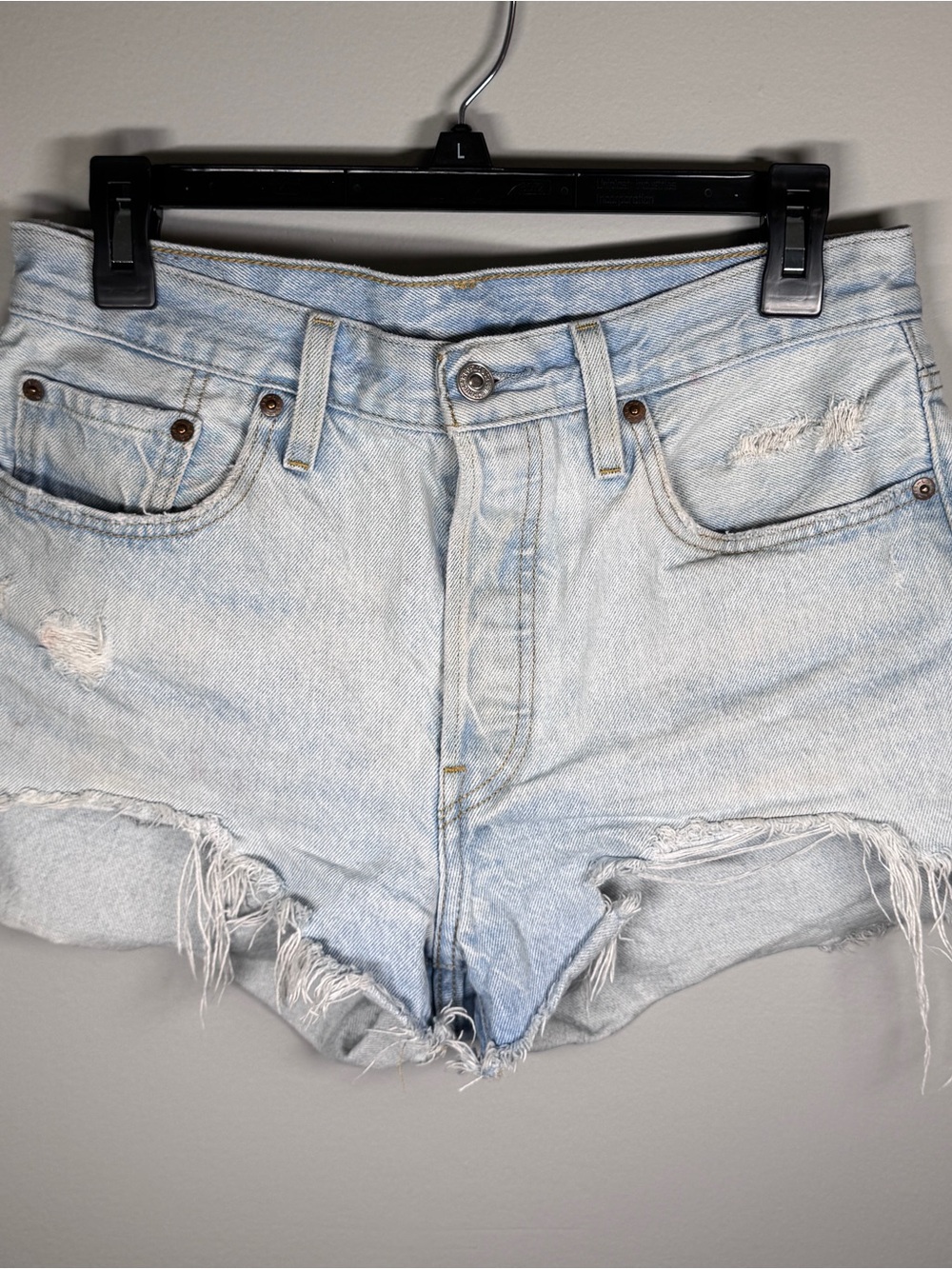 Levi's Light Blue Distressed Cutoff Jean Shorts